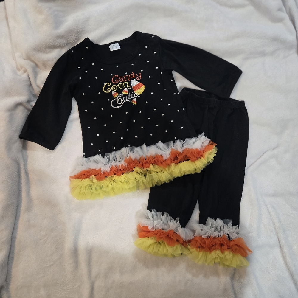 Candy Corn Cutie Kids Outfit Set - Black, Orange, Yellow